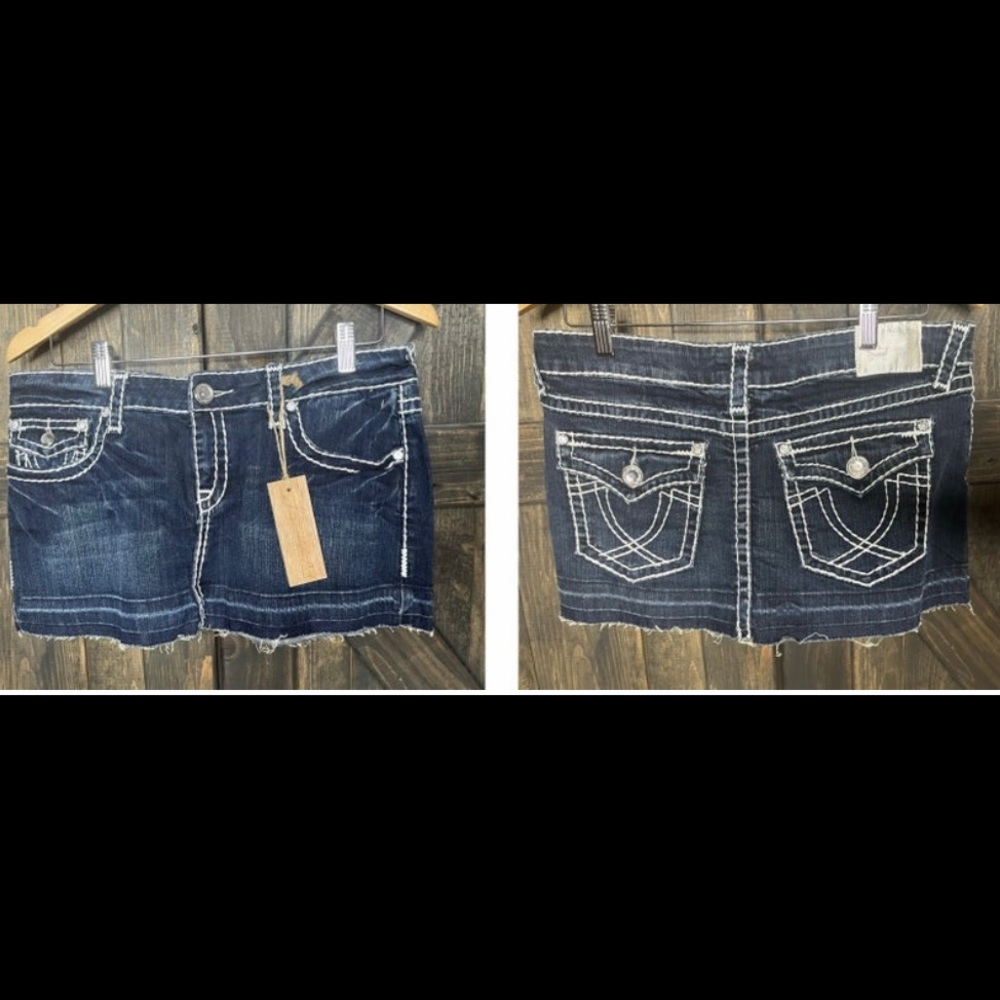 LA Idol White Stitched Denim Mini Skirt - Size SM, Size LG NWT